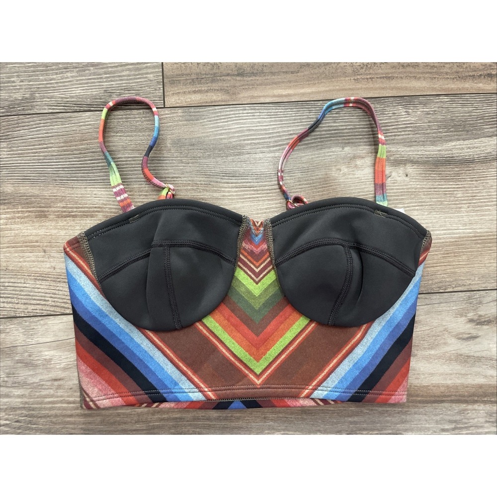 Billabong Surf Capsule Neoprene Bustier Bikini Top Multicolor Sz 6 WSH5BUS
